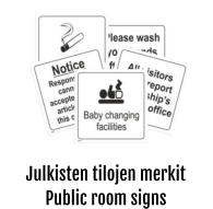 Julkisten tilojen merkit Public room signs