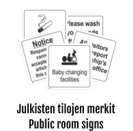 Julkisten tilojen merkit Public room signs