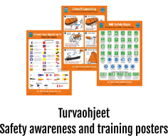 Turvaohjeet Safety awareness and training posters
